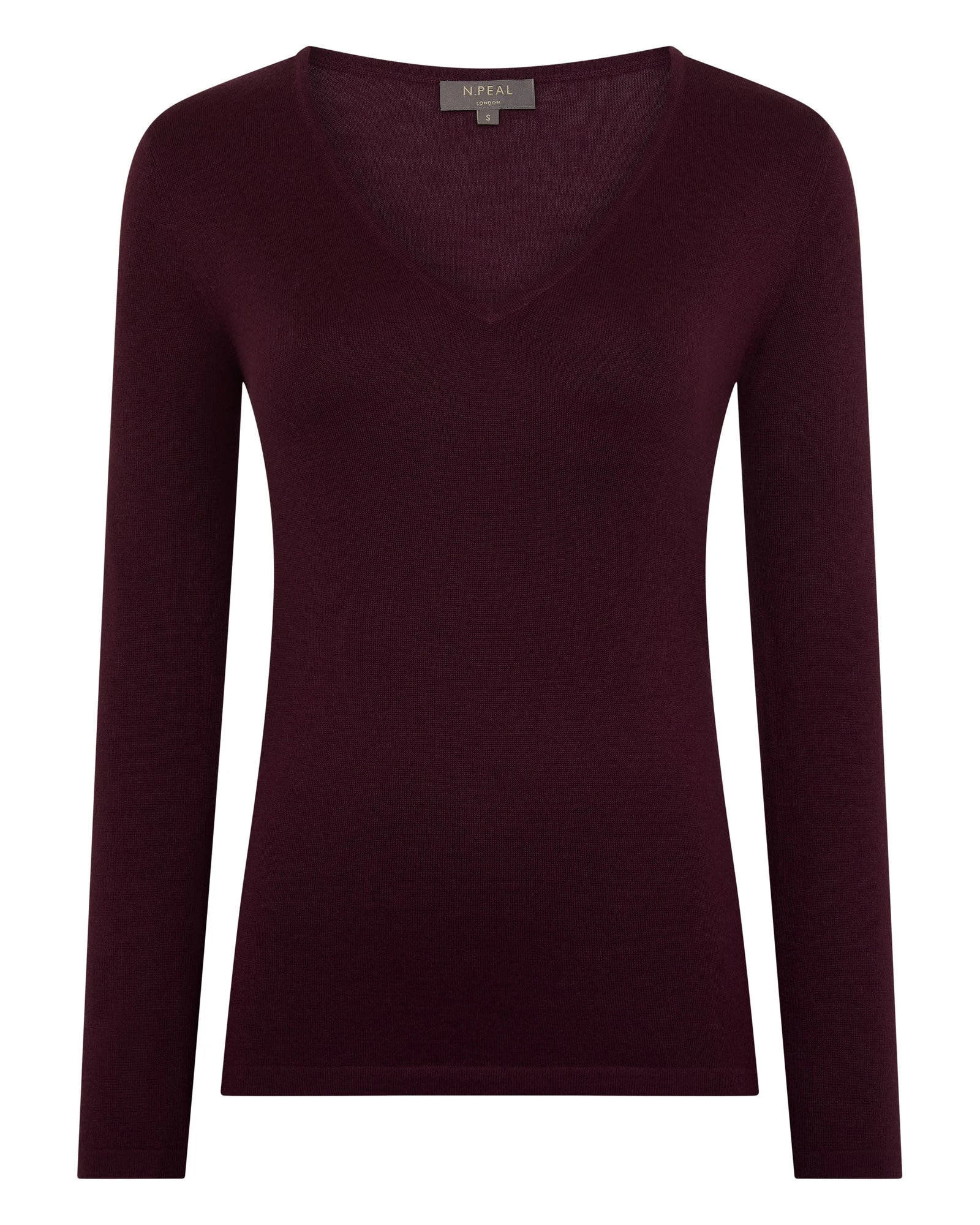 N.Peal Imogen Superfine Cashmere V Neck Jumper in Damson Red N.Peal Imogen Superfine Cashmere V Neck Jumper in Damson Red | Sweaters | Luxury Shoes