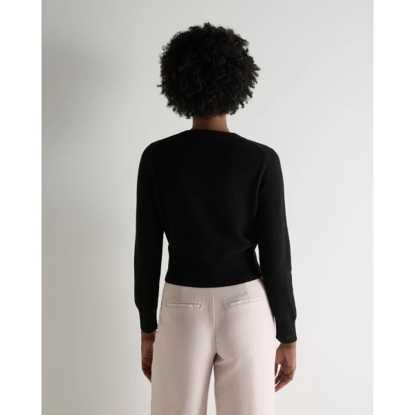 N.Peal Ivy Cropped Cashmere Cardigan in Black