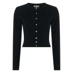 N.Peal Ivy Cropped Cashmere Cardigan in Black | Cardigan | Luxury Shoes 