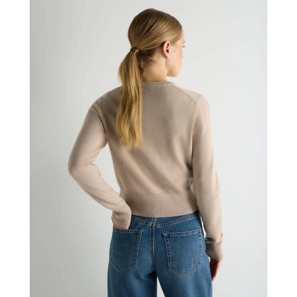 N.Peal Ivy Cropped Cashmere Cardigan in Cashew Brown