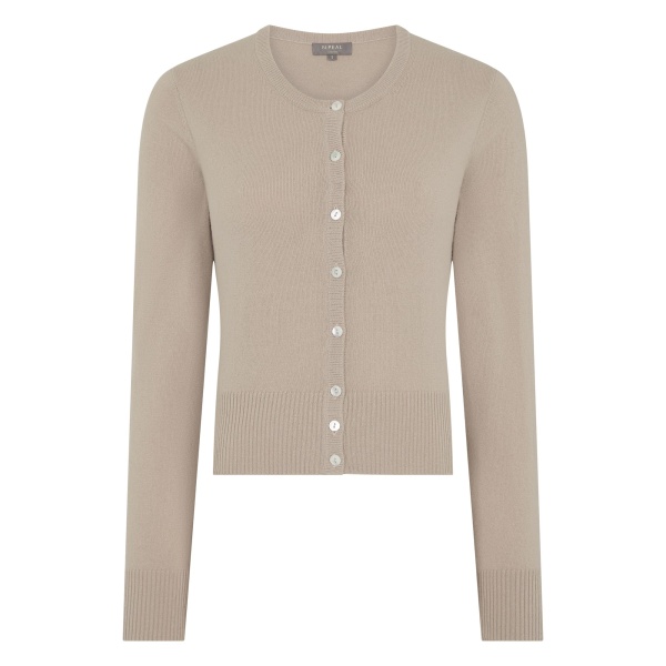 N.Peal Ivy Cropped Cashmere Cardigan in Cashew Brown | Cardigan | Luxury Shoes 