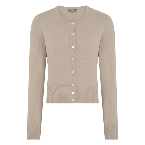 N.Peal Ivy Cropped Cashmere Cardigan in Cashew Brown | Cardigan | Luxury Shoes 