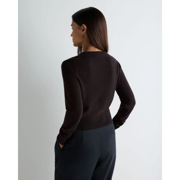 N.Peal Ivy Cropped Cashmere Cardigan in Cocoa Brown
