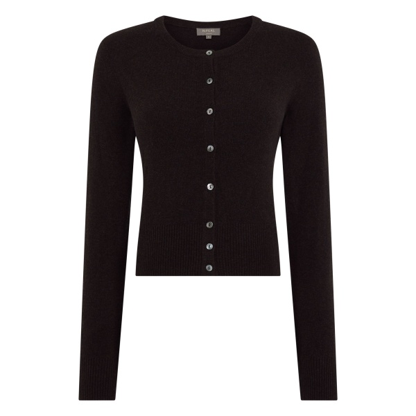 N.Peal Ivy Cropped Cashmere Cardigan in Cocoa Brown | Cardigan | Luxury Shoes 