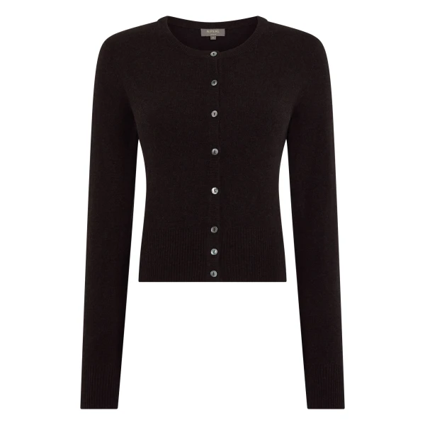 Ivy Cropped Cashmere Cardigan in Cocoa Brown