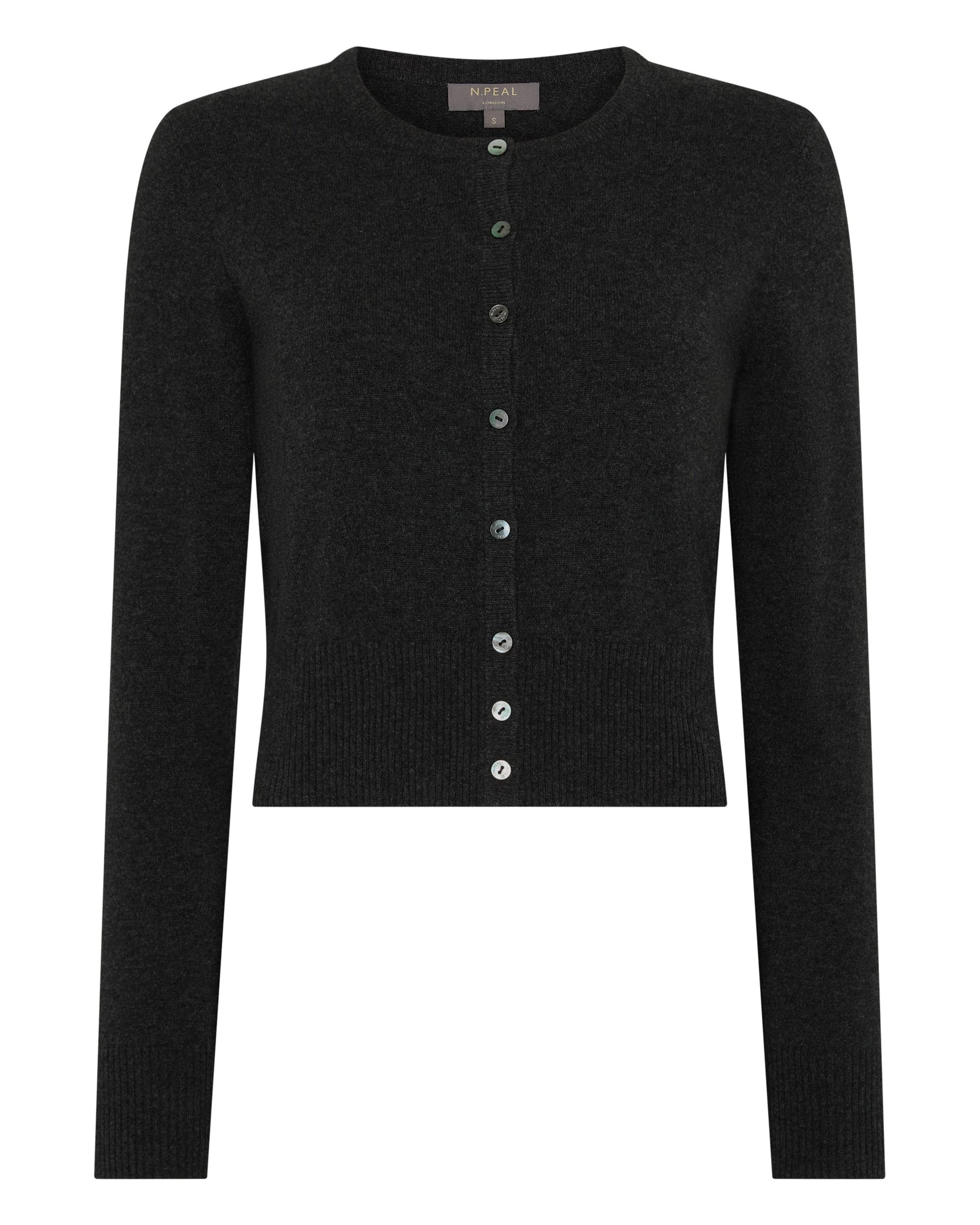 N.Peal Ivy Cropped Cashmere Cardigan in Deep Charcoal Grey N.Peal Ivy Cropped Cashmere Cardigan in Deep Charcoal Grey | Cardigan | Luxury Shoes