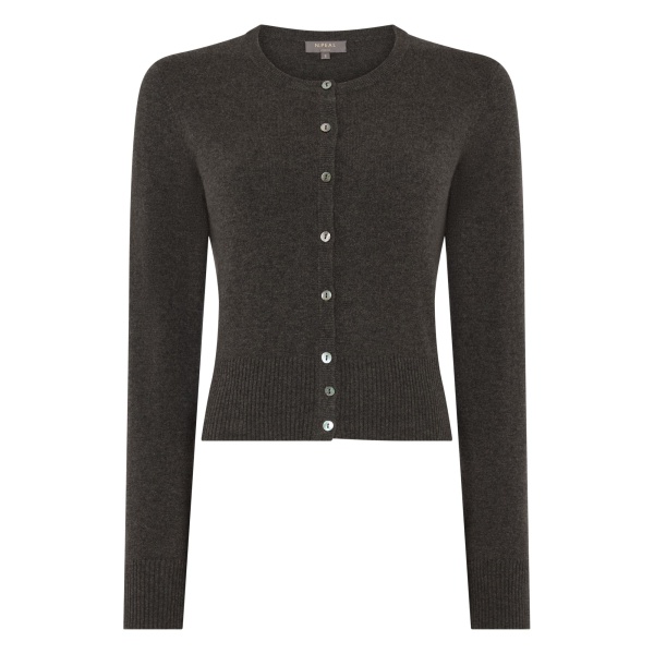 N.Peal Ivy Cropped Cashmere Cardigan in Grey Moss | Cardigan | Luxury Shoes 