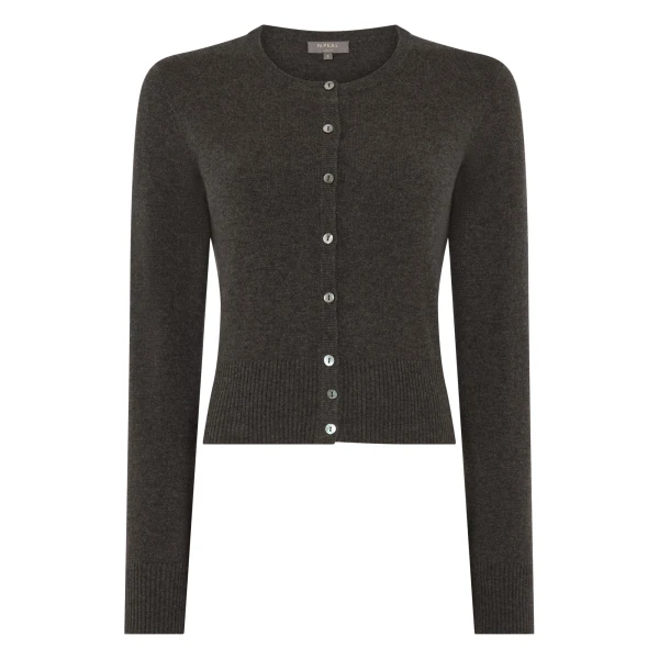 N.Peal Ivy Cropped Cashmere Cardigan in Grey Moss | Cardigan | Luxury Shoes 