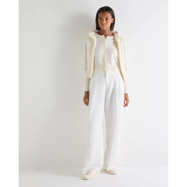 N.Peal Ivy Cropped Cashmere Cardigan in New Ivory White