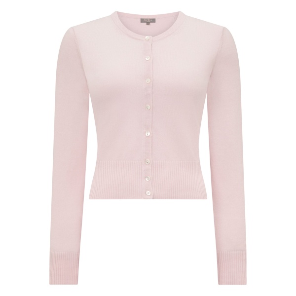 N.Peal Ivy Cropped Cashmere Cardigan in Powder Pink | Cardigan | Luxury Shoes 