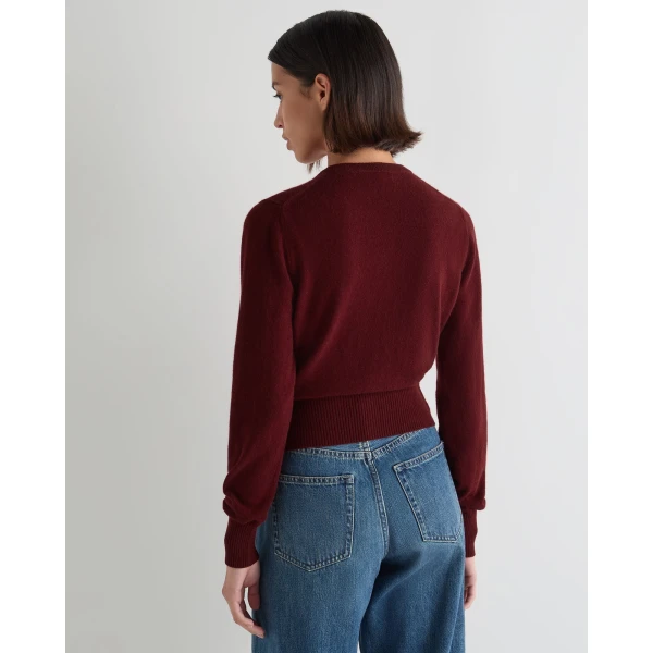 N.Peal Ivy Cropped Cashmere Cardigan in Rustic Red
