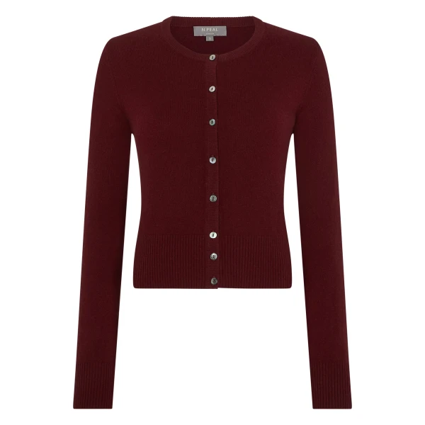 Ivy Cropped Cashmere Cardigan in Rustic Red