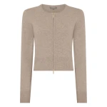 N.Peal Ivy Zipped Cashmere Cardigan in Oatmeal Brown | Cardigan | Luxury Shoes 
