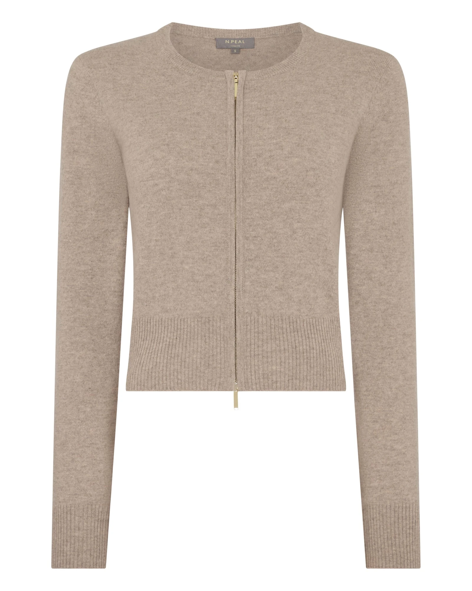 N.Peal Ivy Zipped Cashmere Cardigan in Oatmeal Brown N.Peal Ivy Zipped Cashmere Cardigan in Oatmeal Brown | Cardigan | Luxury Shoes