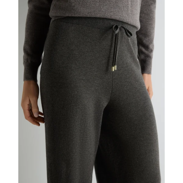N.Peal Jersey Cashmere Trousers in Grey Moss