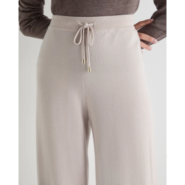 N.Peal Jersey Cashmere Trousers in Snow Grey