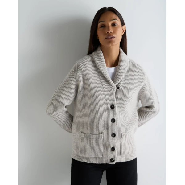 N.Peal Kensington Cashmere Cardigan in Cashmere Grey Melange