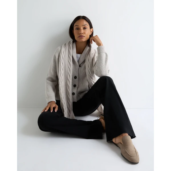 N.Peal Kensington Cashmere Cardigan in Cashmere Grey Melange