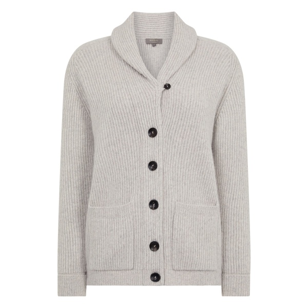 N.Peal Kensington Cashmere Cardigan in Cashmere Grey Melange | Cardigan | Luxury Shoes 