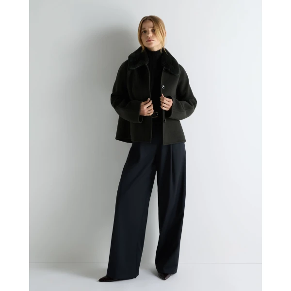 N.Peal Laurel Fur Collared Jacket in Green