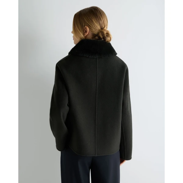 N.Peal Laurel Fur Collared Jacket in Green