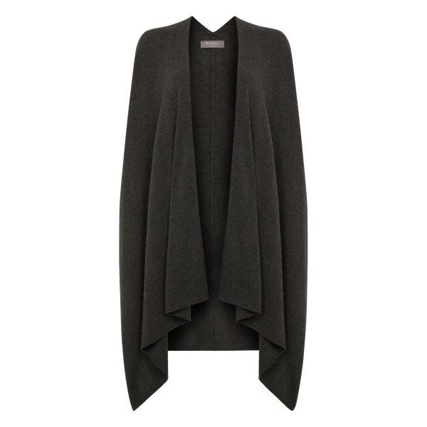 N.Peal Lily Lightweight Cashmere Cape in Grey Moss | Knitwear | Luxury Shoes 