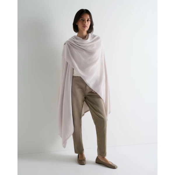 N.Peal Lily Lightweight Cashmere Cape in Snow Grey