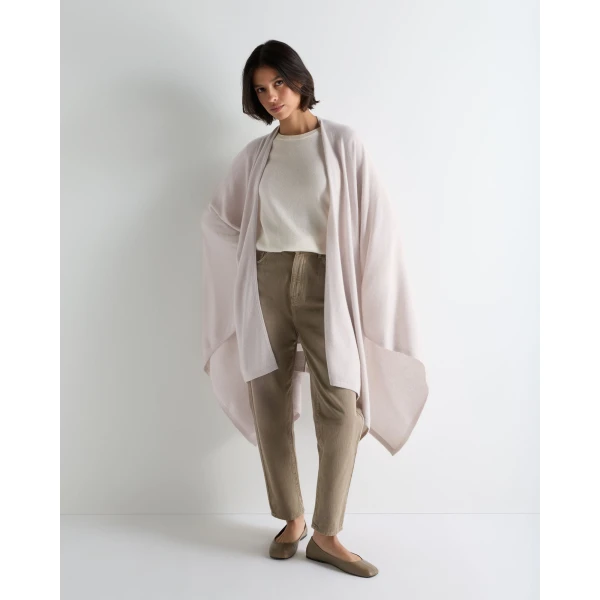 N.Peal Lily Lightweight Cashmere Cape in Snow Grey