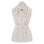 N.Peal Lola Fur Placket Cashmere Gilet in Pebble Grey | Vests | Luxury Shoes 