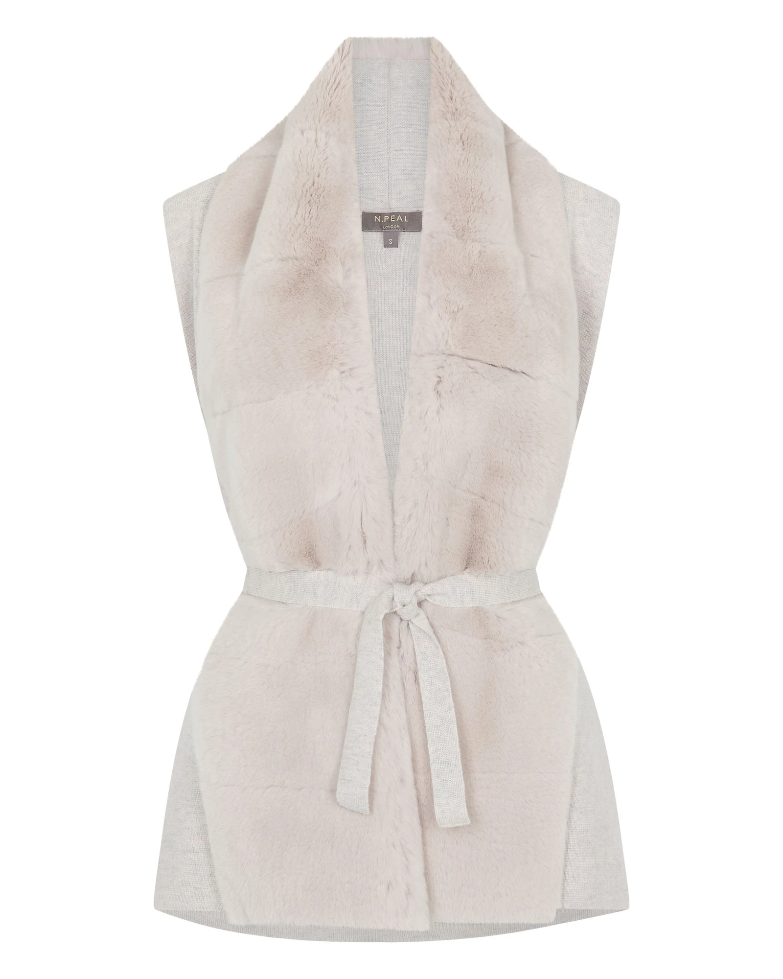 N.Peal Lola Fur Placket Cashmere Gilet in Pebble Grey N.Peal Lola Fur Placket Cashmere Gilet in Pebble Grey | Vests | Luxury Shoes