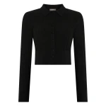 N.Peal Long Sleeve Ribbed Polo in Black | Long Sleeve | Luxury Shoes 