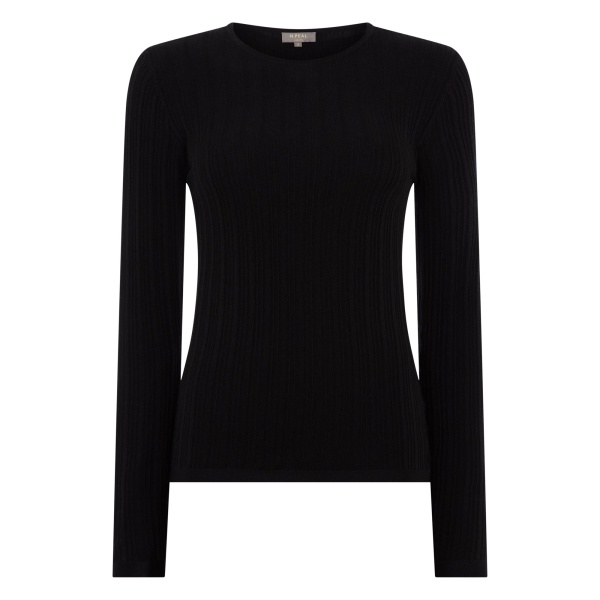N.Peal Long Sleeve Ribbed Top in Black | Long Sleeve | Luxury Shoes 