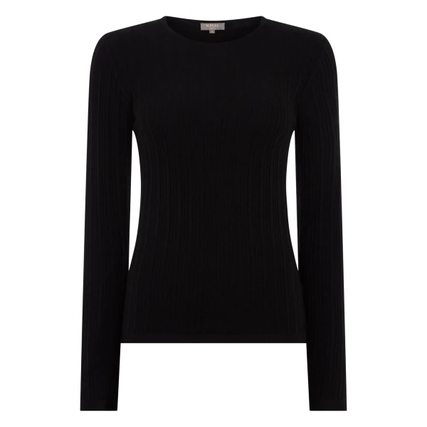Long Sleeve Ribbed Top in Black