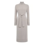 N.Peal Longline Cable Cashmere Dress in Oat Grey | Maxi Dresses | Luxury Shoes 
