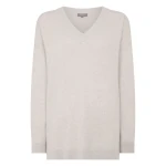 N.Peal Longline V Neck Cashmere Jumper in Pebble Grey | Sweaters | Luxury Shoes 