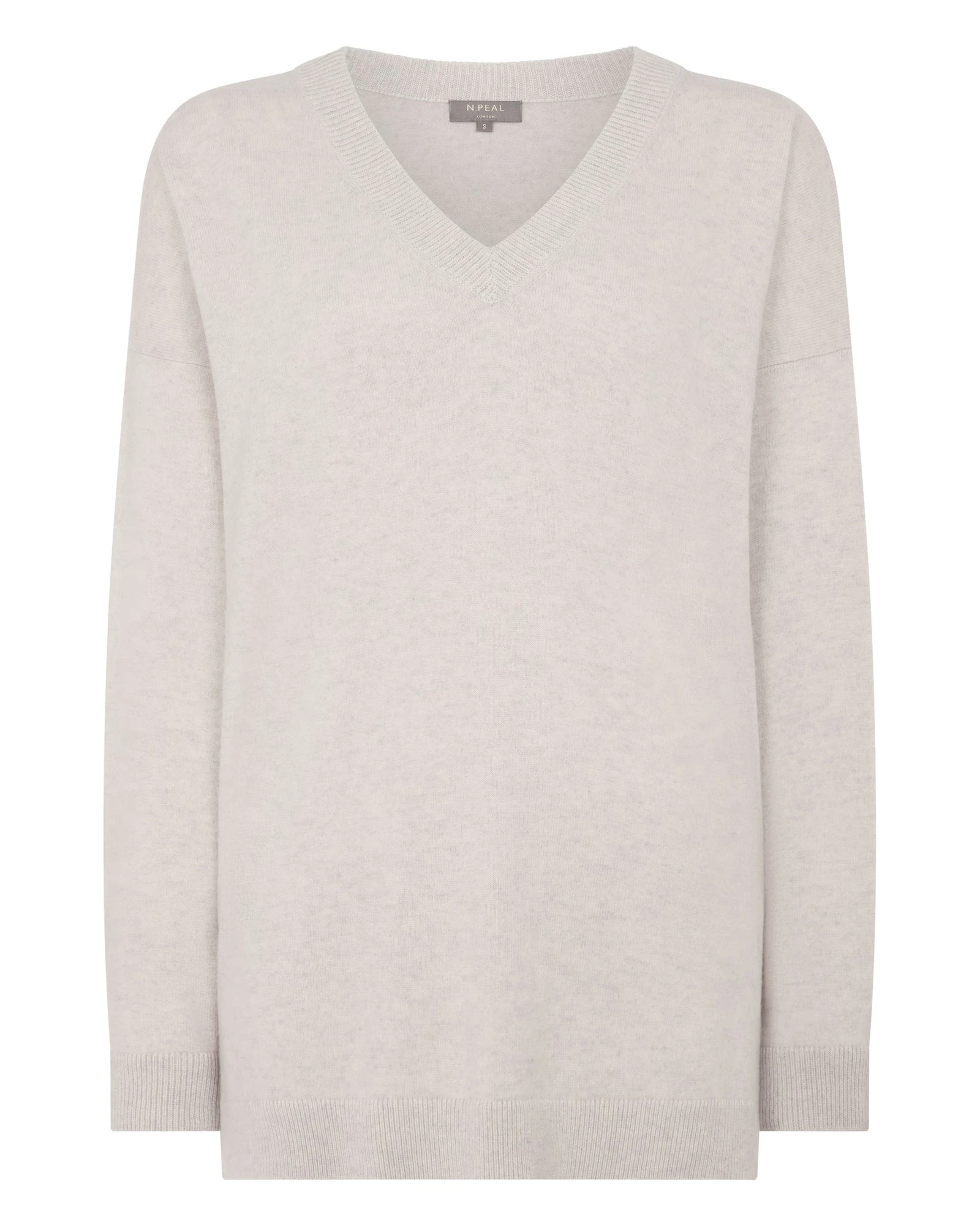 N.Peal Longline V Neck Cashmere Jumper in Pebble Grey N.Peal Longline V Neck Cashmere Jumper in Pebble Grey | Sweaters | Luxury Shoes