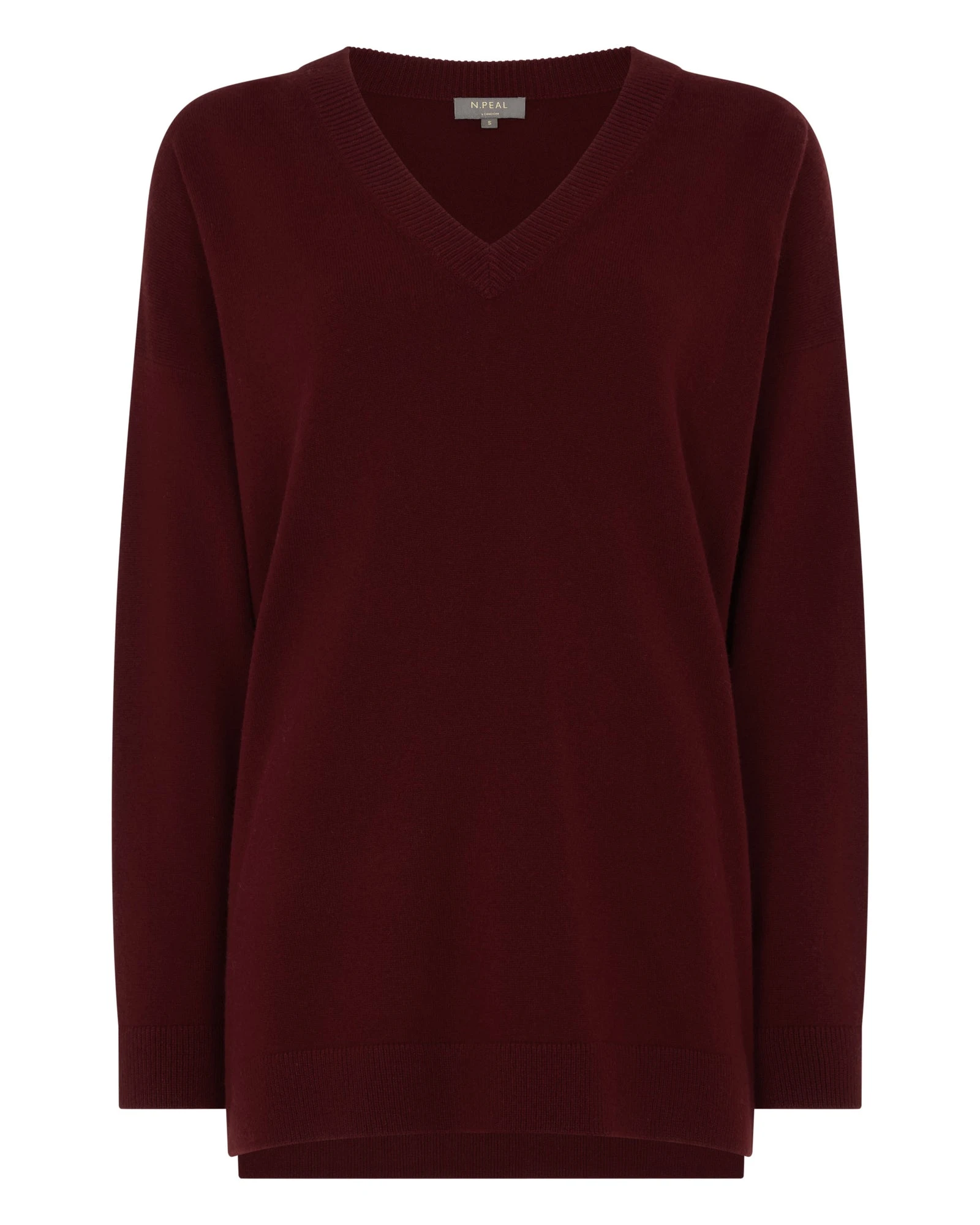 N.Peal Longline V Neck Cashmere Jumper in Rustic Red N.Peal Longline V Neck Cashmere Jumper in Rustic Red | Sweaters | Luxury Shoes