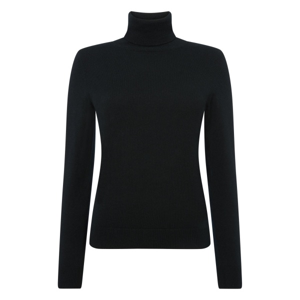 N.Peal Luna Roll Neck Cashmere Jumper in Black | Turtlenecks | Luxury Shoes 