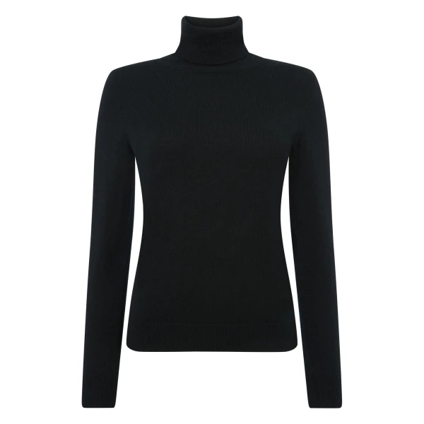 N.Peal Luna Roll Neck Cashmere Jumper in Black | Turtlenecks | Luxury Shoes 