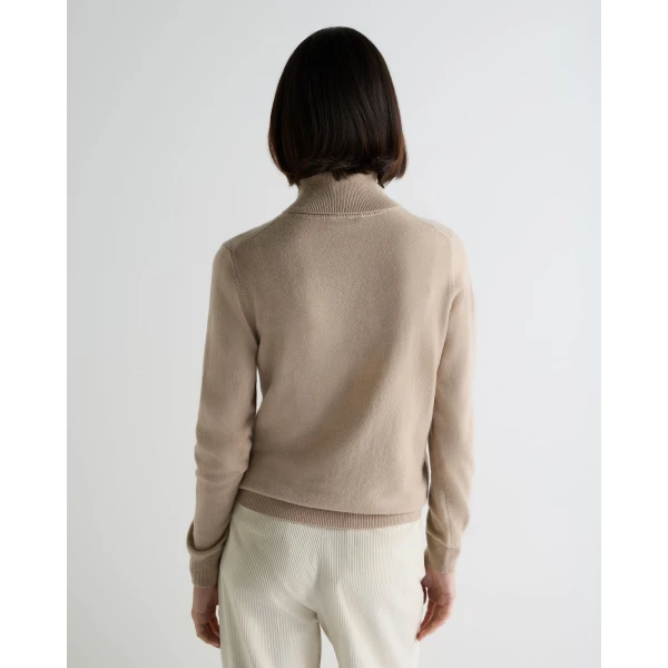 N.Peal Luna Roll Neck Cashmere Jumper in Cashew Brown