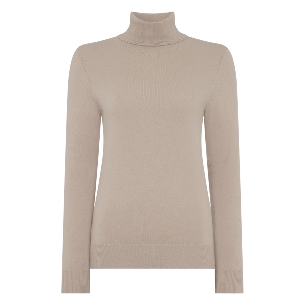 N.Peal Luna Roll Neck Cashmere Jumper in Cashew Brown | Turtlenecks | Luxury Shoes 
