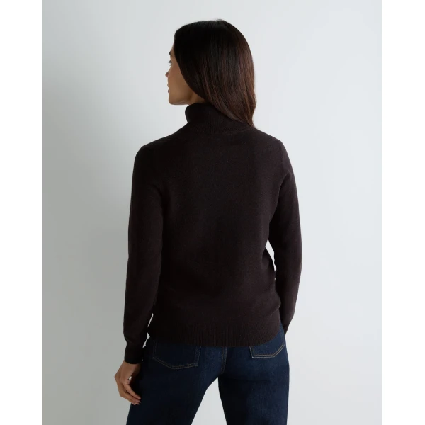 N.Peal Luna Roll Neck Cashmere Jumper in Cocoa Brown