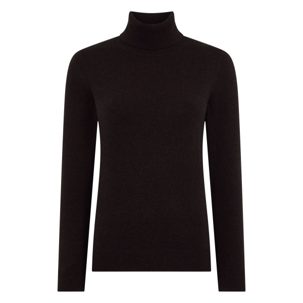 N.Peal Luna Roll Neck Cashmere Jumper in Cocoa Brown | Turtlenecks | Luxury Shoes 