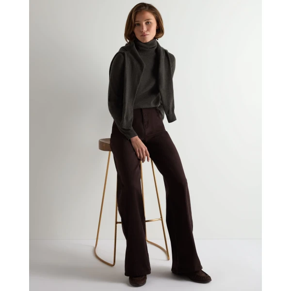 N.Peal Luna Roll Neck Cashmere Jumper in Grey Moss