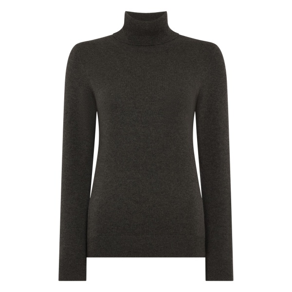 N.Peal Luna Roll Neck Cashmere Jumper in Grey Moss | Turtlenecks | Luxury Shoes 