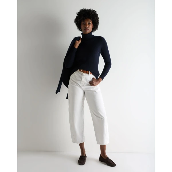 N.Peal Luna Roll Neck Cashmere Jumper in Navy Blue