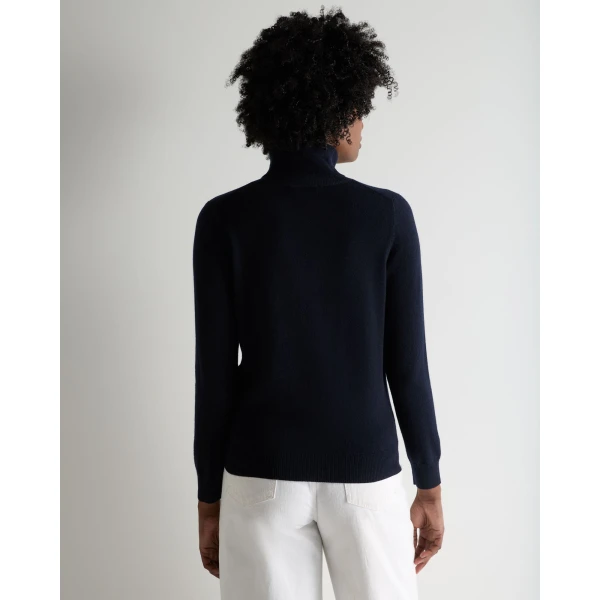 N.Peal Luna Roll Neck Cashmere Jumper in Navy Blue