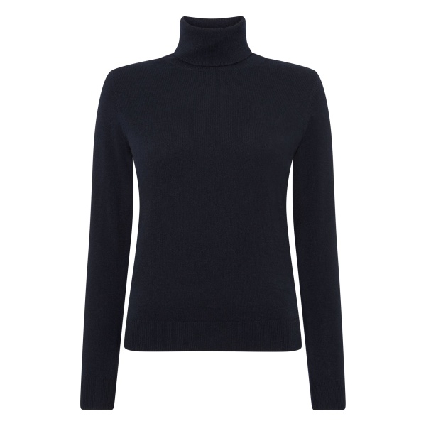 N.Peal Luna Roll Neck Cashmere Jumper in Navy Blue | Turtlenecks | Luxury Shoes 
