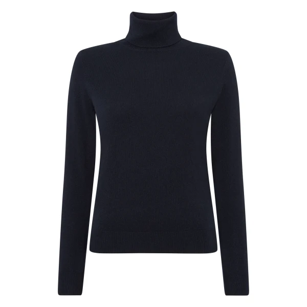 N.Peal Luna Roll Neck Cashmere Jumper in Navy Blue | Turtlenecks | Luxury Shoes 