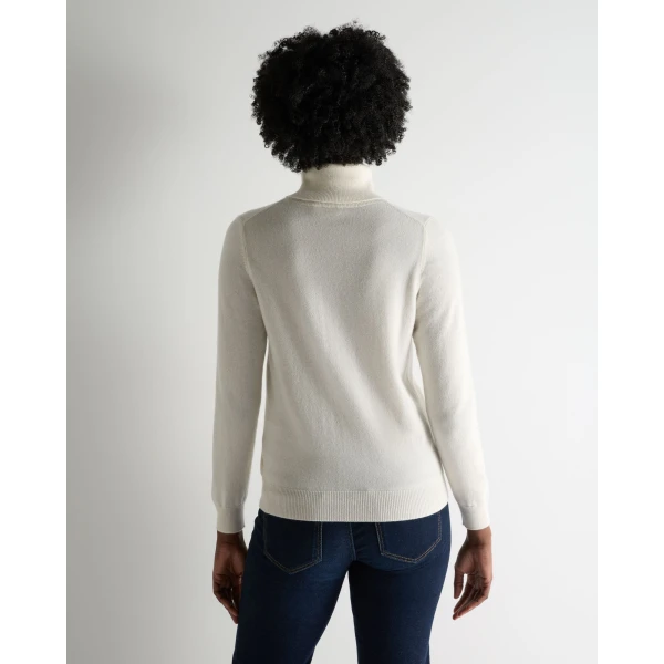 N.Peal Luna Roll Neck Cashmere Jumper in New Ivory White